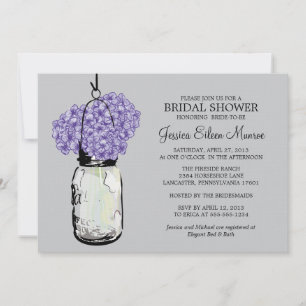 Invitación RusticMason Jar Hydrangeas Bridal Shower
