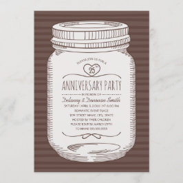 Invitación Rústico 25° aniversario boda Mason Jar Fiesta