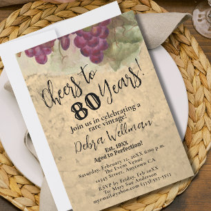 Invitación Rústico 80 cumpleaños vitalidad de vientos a 80 añ