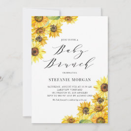 Invitación Rústico acuarela girasoles Baby Shower Brunch
