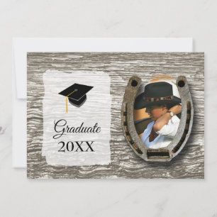 Invitación Rústico al estilo occidental con graduación fotogr