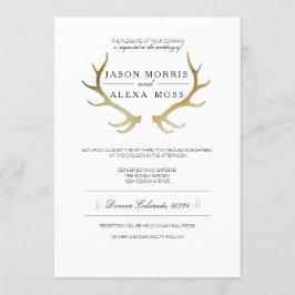 Invitación Rústico Antler De Oro | Boda elegante