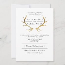 Invitación Rústico Antler De Oro | Boda elegante