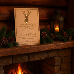 Invitación Rústico Antler Floral Boda Boho País
