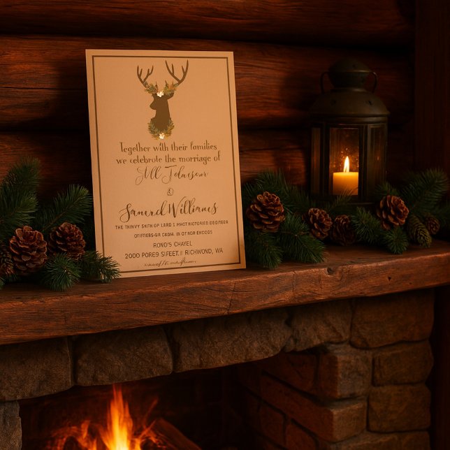 Invitación Rústico Antler Floral Boda Boho País (Subido por el creador)