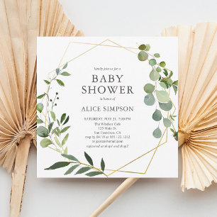 Invitación Rústico Baby Shower Botánico Greenery