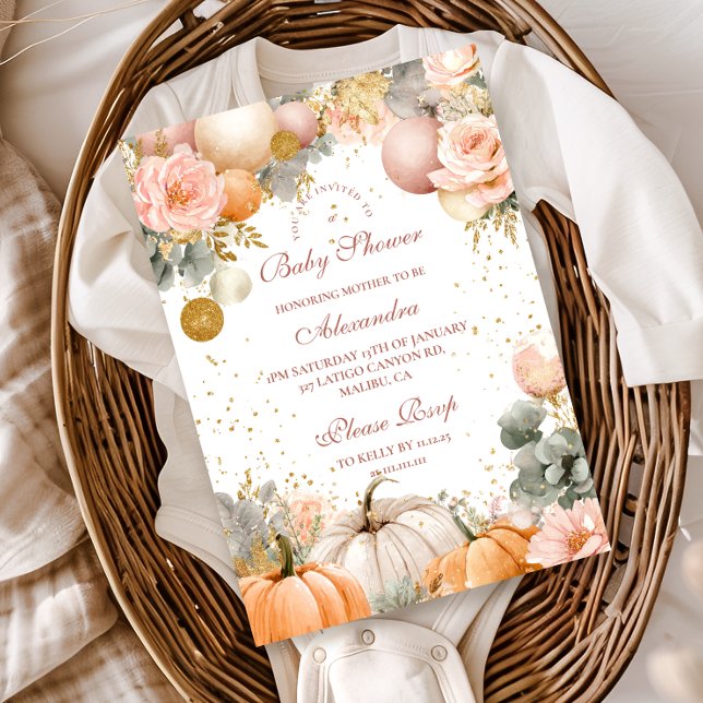 Invitación Rústico Baby Shower de calabaza rosa (Subido por el creador)