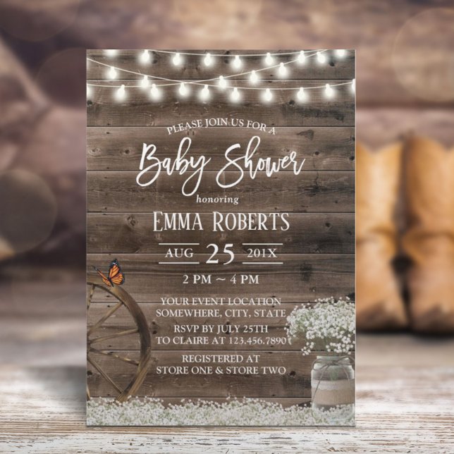 Invitación Rústico Baby Shower de granero floral de aliento p (Subido por el creador)