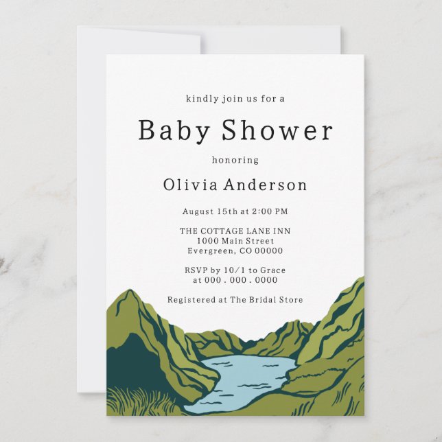 Invitación Rústico Baby Shower del paisaje del Boho (Anverso)