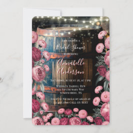 Invitación Rústico Bar al Aire Libre Whiskey Barrel Bridal Sh