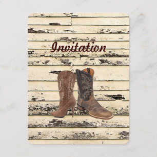 Invitación rústico Barn Wood Boda de vaquero del país occiden