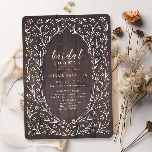Invitación Rústico Barn Wood Boho Floral Country Shower (Rustic Barn Wood Boho Floral Country Bridal Shower Invitation)