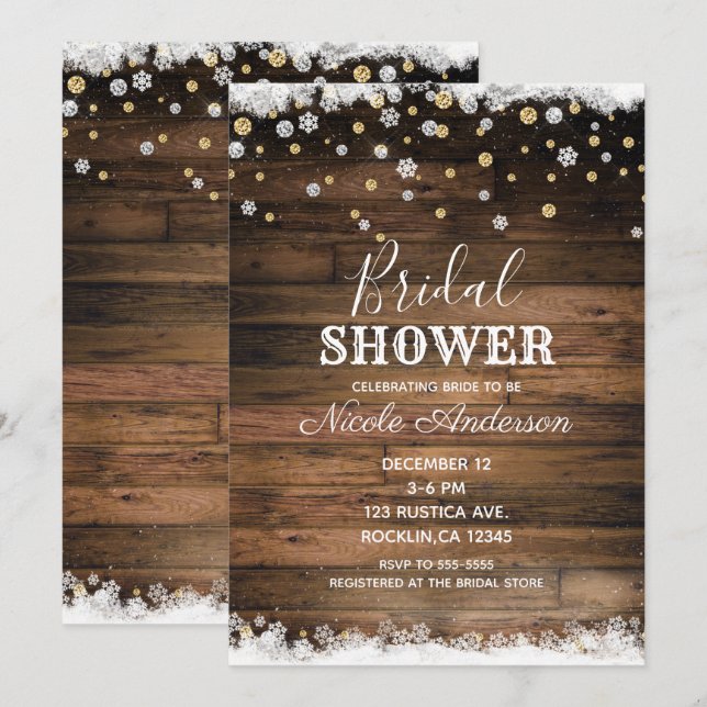 Invitación Rústico Barn Wood Gold Silver Windal Shower (Anverso / Reverso)