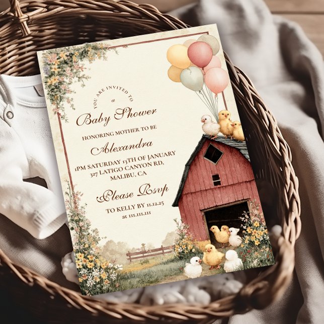 Invitación Rústico Barnyard Ducklings Baby Shower (Subido por el creador)