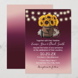 Invitación Rústico Barril De Vino De Giro Boda Rojo De Borgoñ