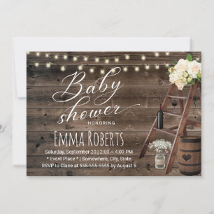 Invitación Rústico Barril de Vino y Baby Shower de Pláder de