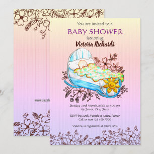 Invitación Rústico bebé de flores silvestres en Cuna de Baby