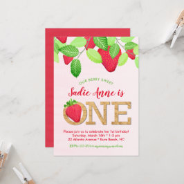 Invitación Rústico Berry Sweet Strawberry Primer Chica de cum