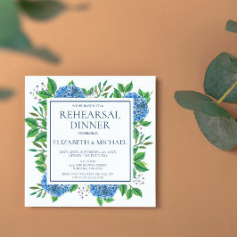 Invitación Rústico Blue Hydrangeas Watercoloración Ensayo Cen