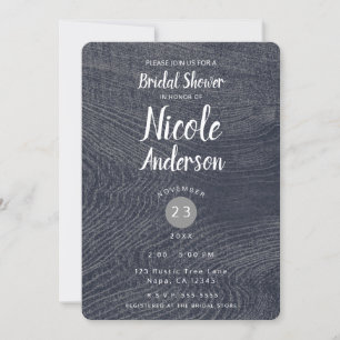 Invitación Rústico Blue Wood Grain Modern Barn Bridal Shower