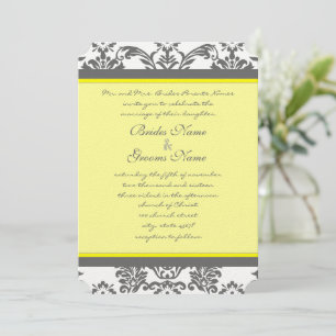 Invitación Rústico Boda amarillo y gris de carbón vegetal de