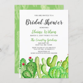 Invitación Rústico Boda Cacti ducha de novia