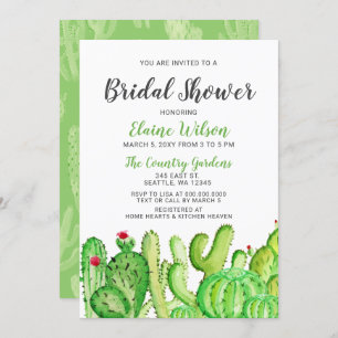 Invitación Rústico Boda Cacti ducha de novia