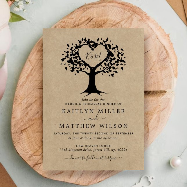Invitación Rústico Boda de árbol del corazón Cena (Subido por el creador)