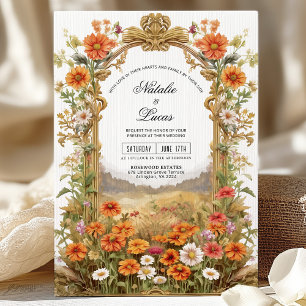 Invitación Rústico Boda de arco florido silvestre