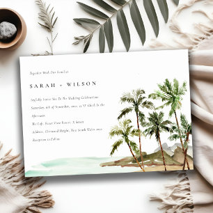 Invitación Rústico Boda de arena de palmeras tropicales