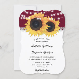 Invitación Rústico Boda de Burlap Sunflower