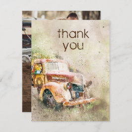 Invitación Rústico Boda de camionetas de época. Gracias