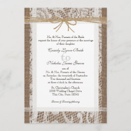Invitación Rústico Boda de encaje y jute Twine
