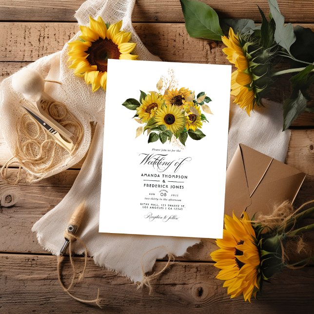 Invitación Rústico Boda de estaño de campo de girasol (Subido por el creador)
