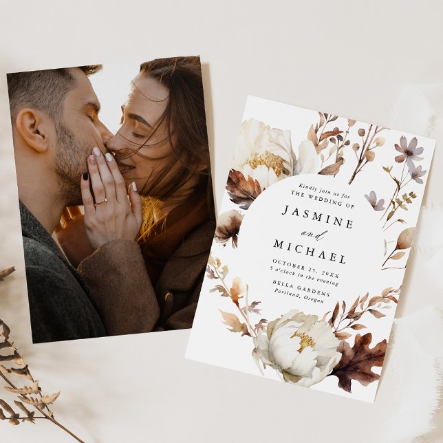 Invitación Rústico Boda de fotografía de marco de círculo flo (Subido por el creador)