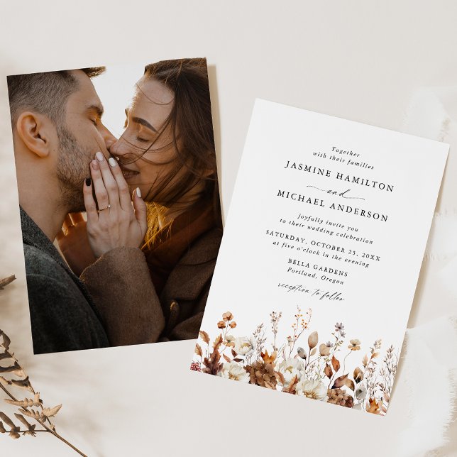 Invitación Rústico Boda de fotografía de otoño floral Meadow (Subido por el creador)