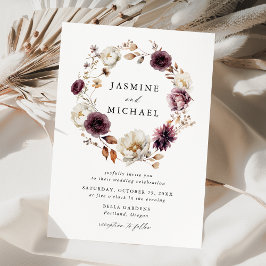 Invitación Rústico Boda de guirnaldas florales de otoño