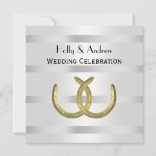 Invitación Rústico Boda de herraduras doradas plateadas
