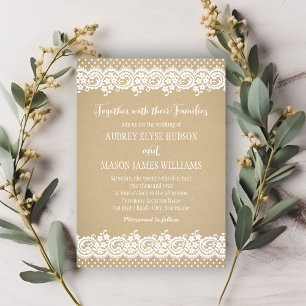 Invitación Rústico Boda de Kraft y Lace