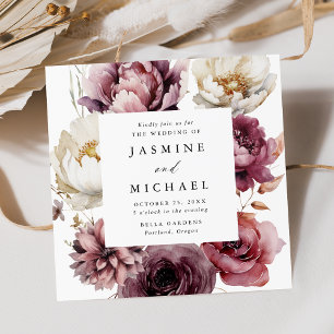 Invitación Rústico Boda de la Plaza del Marco Floral del Otoñ