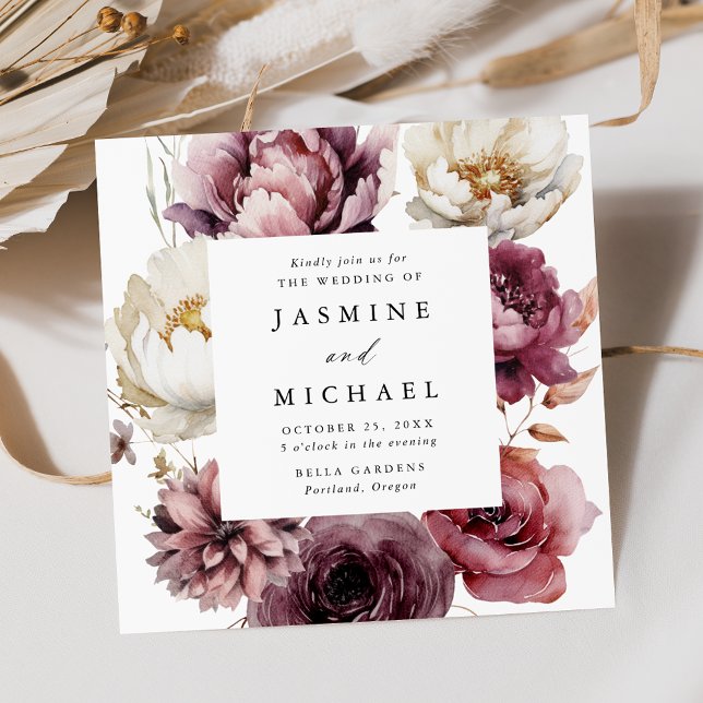 Invitación Rústico Boda de la Plaza del Marco Floral del Otoñ (Subido por el creador)