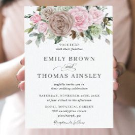 Invitación Rústico Boda de la vegetación floral de salvia ros