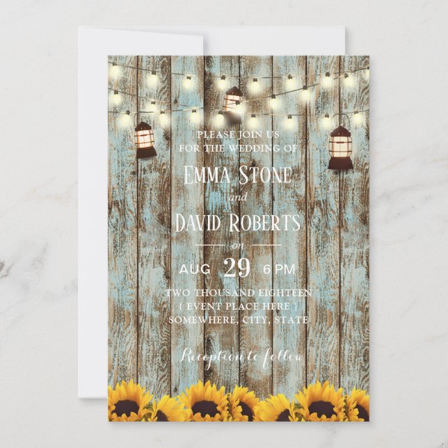 Invitación Rústico Boda de Lantern en madera de grano (Anverso)