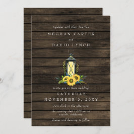 Invitación Rústico Boda de Lantern en madera de grano