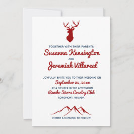 Invitación Rústico Boda de Montaña del País del Buck Azul Roj