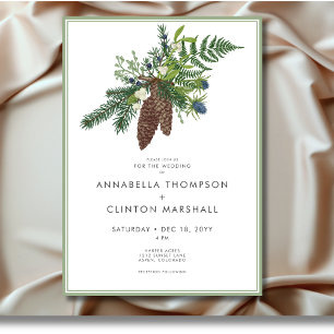 Invitación Rústico Boda de pulverización de pino y bayas de i