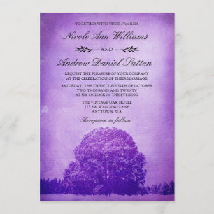 Invitación Rústico Boda de roble morado