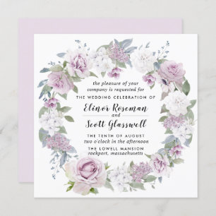 Invitación Rústico Boda de Rubor Morado White Floral Square