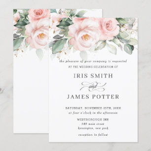 Invitación Rústico Boda de vegetación de Rosas florales rosas
