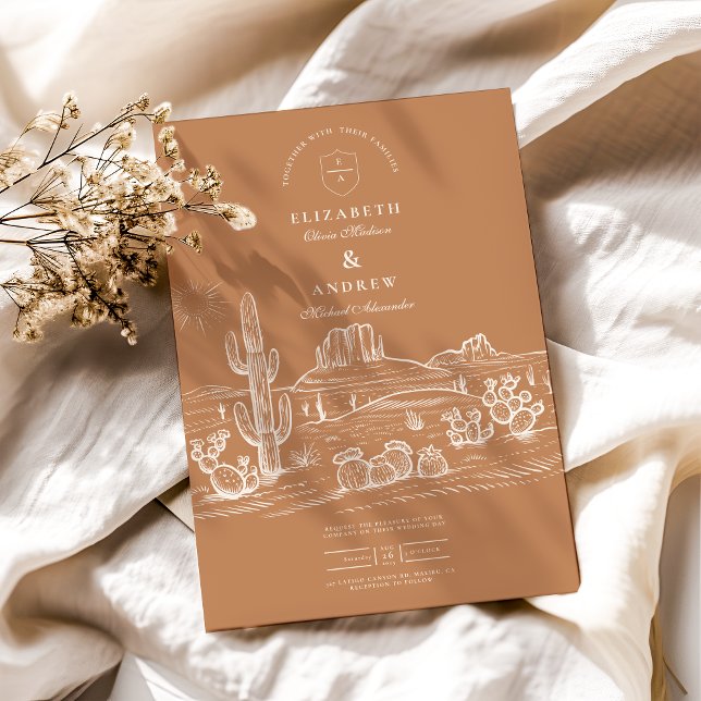 Invitación Rústico Boda del paisaje del desierto de Cactus (Subido por el creador)